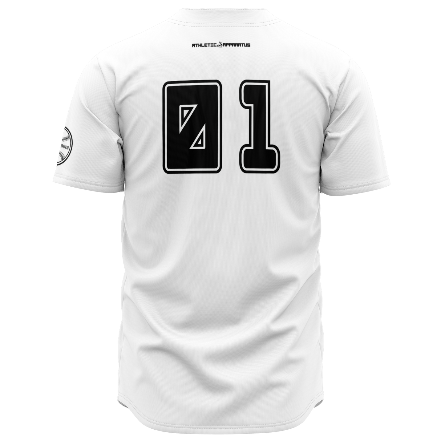 ATHLETIC APPARATUS BLACK LOGO WHITE E1 BASEBALL JERSEY - Athletic Apparatus