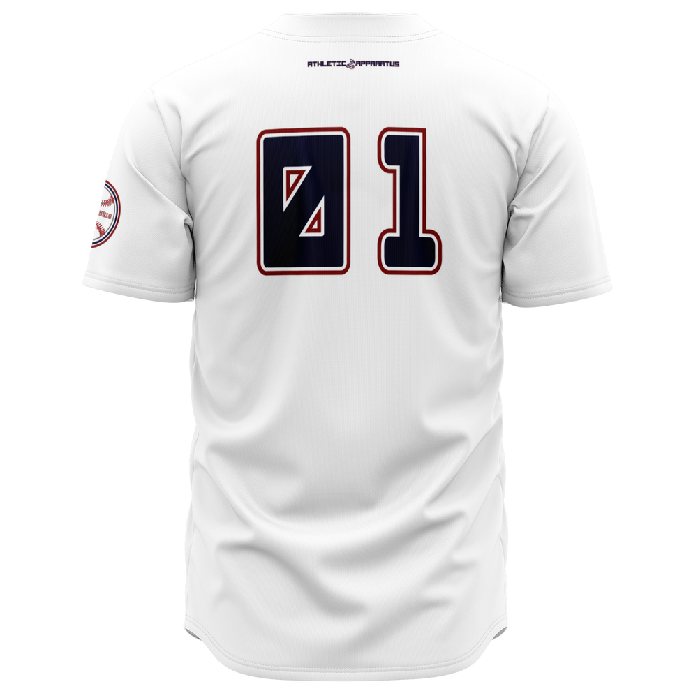 
                      
                        ATHLETIC APPARATUS RWB LOGO WHITE E1 BASEBALL JERSEY - Athletic Apparatus
                      
                    