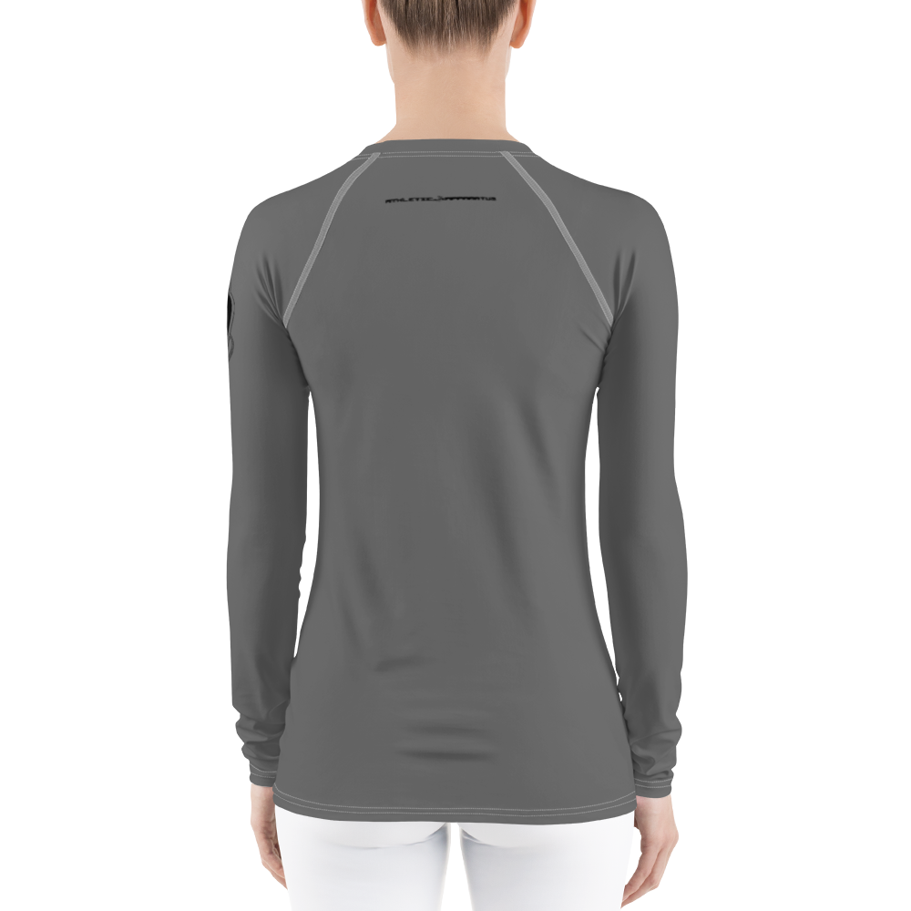 
                      
                        Athletic Apparatus Grey Black logo White stitch Women's Rash Guard - Athletic Apparatus
                      
                    