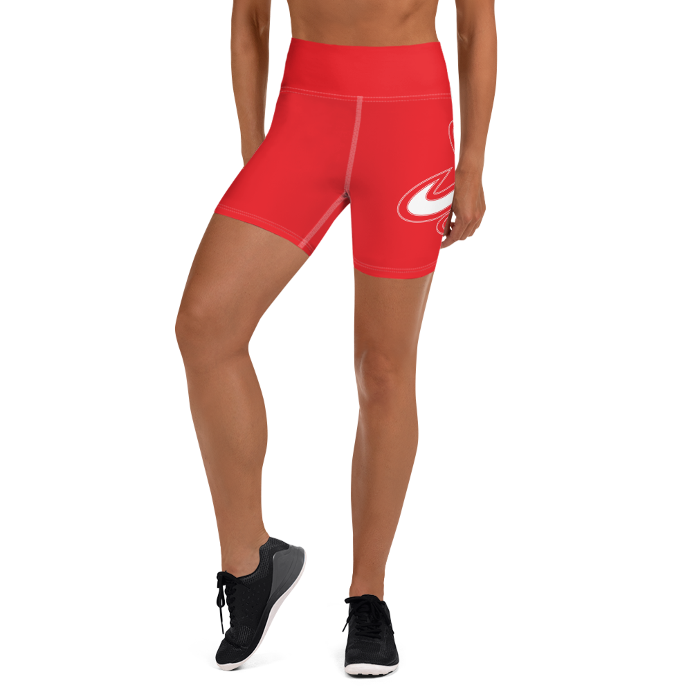 Athletic Apparatus Red 1 White stitch Yoga Shorts - Athletic Apparatus