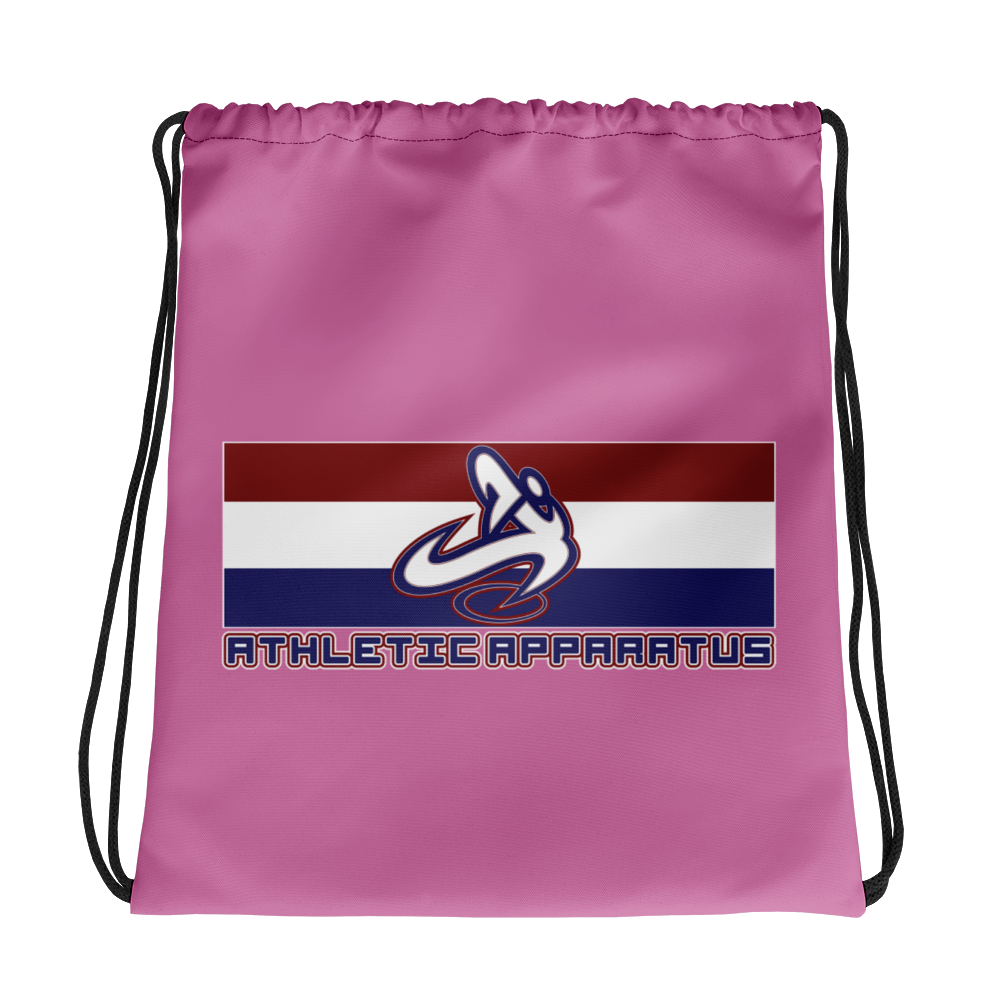 Athletic Apparatus Pink 1 rwb logo Drawstring bag - Athletic Apparatus