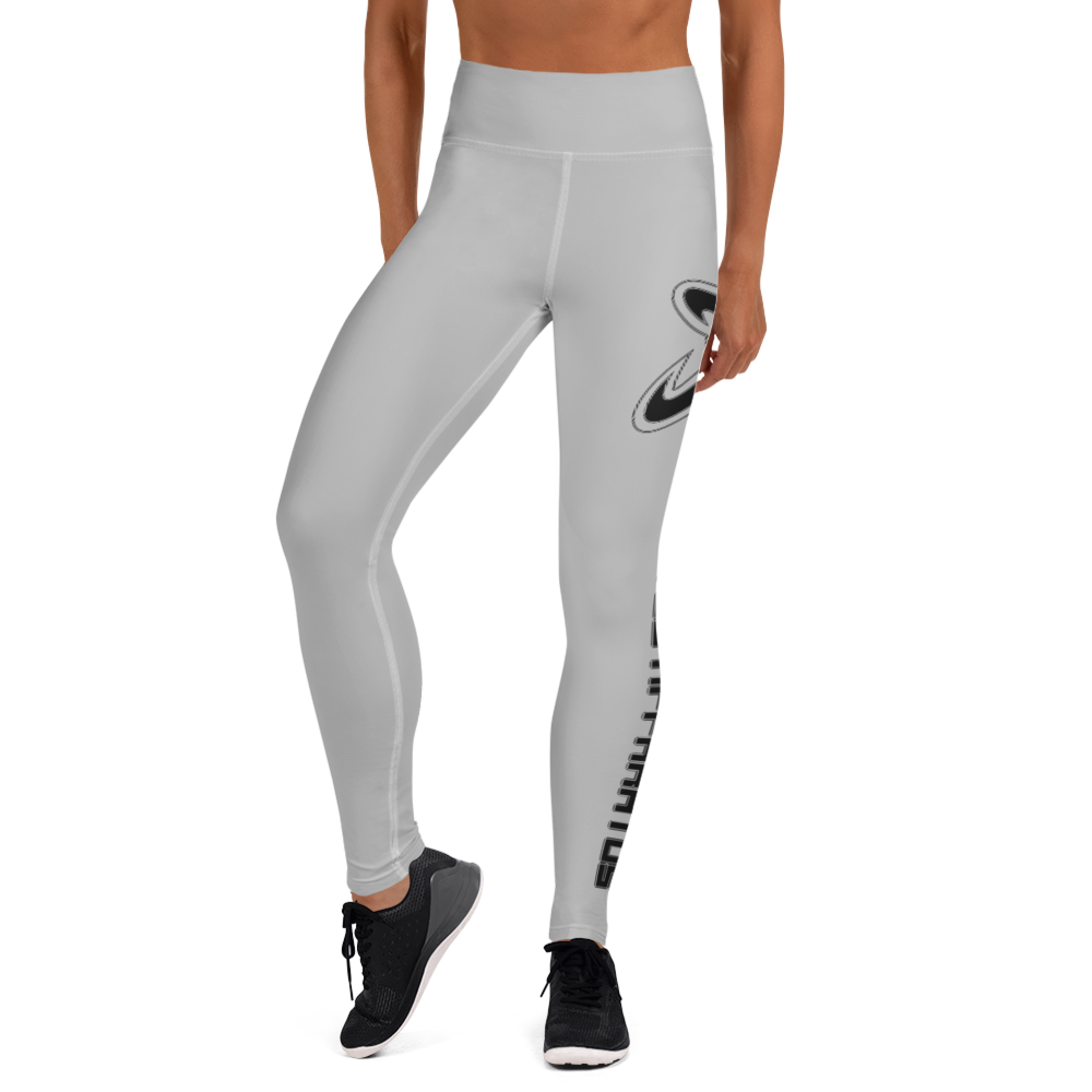 Athletic Apparatus Grey 2 Black logo White stitch Yoga Leggings - Athletic Apparatus