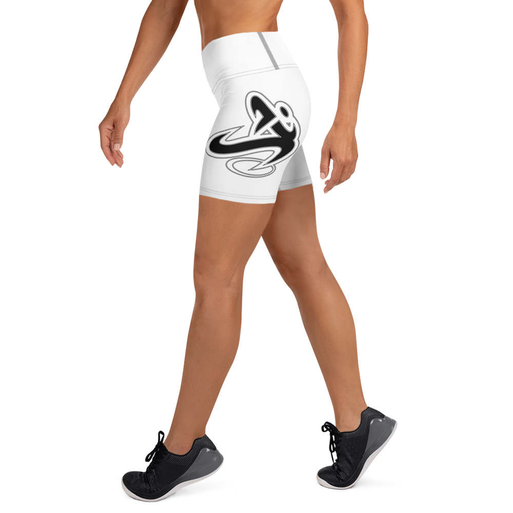 Athletic Apparatus White Black logo Yoga Shorts - Athletic Apparatus