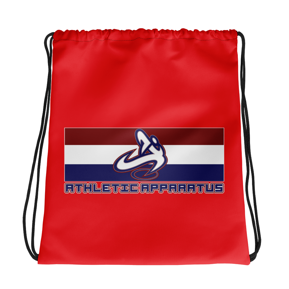 Athletic Apparatus Red 1 rwb logo Drawstring bag - Athletic Apparatus