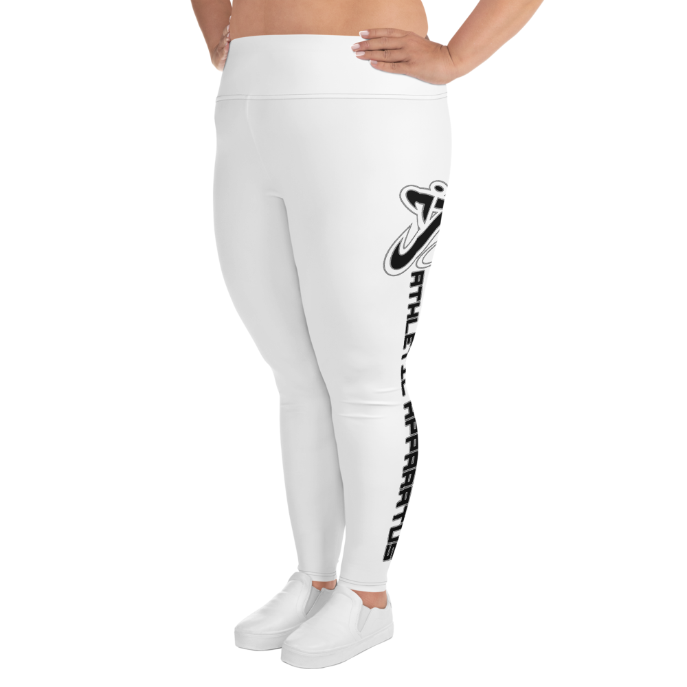 Athletic Apparatus White Black logo Plus Size Leggings - Athletic Apparatus