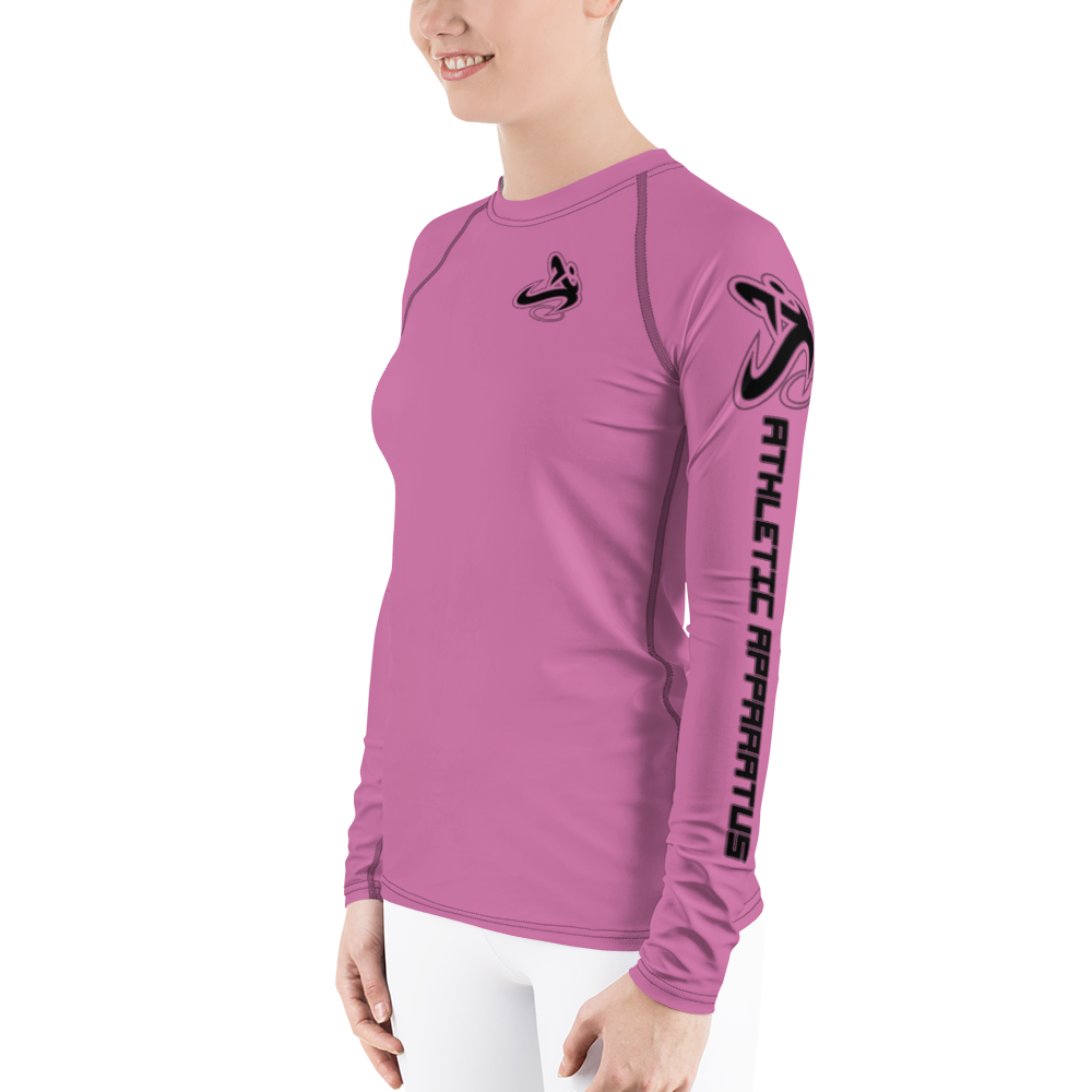 Athletic Apparatus Pink 1 Black logo Women's Rash Guard - Athletic Apparatus