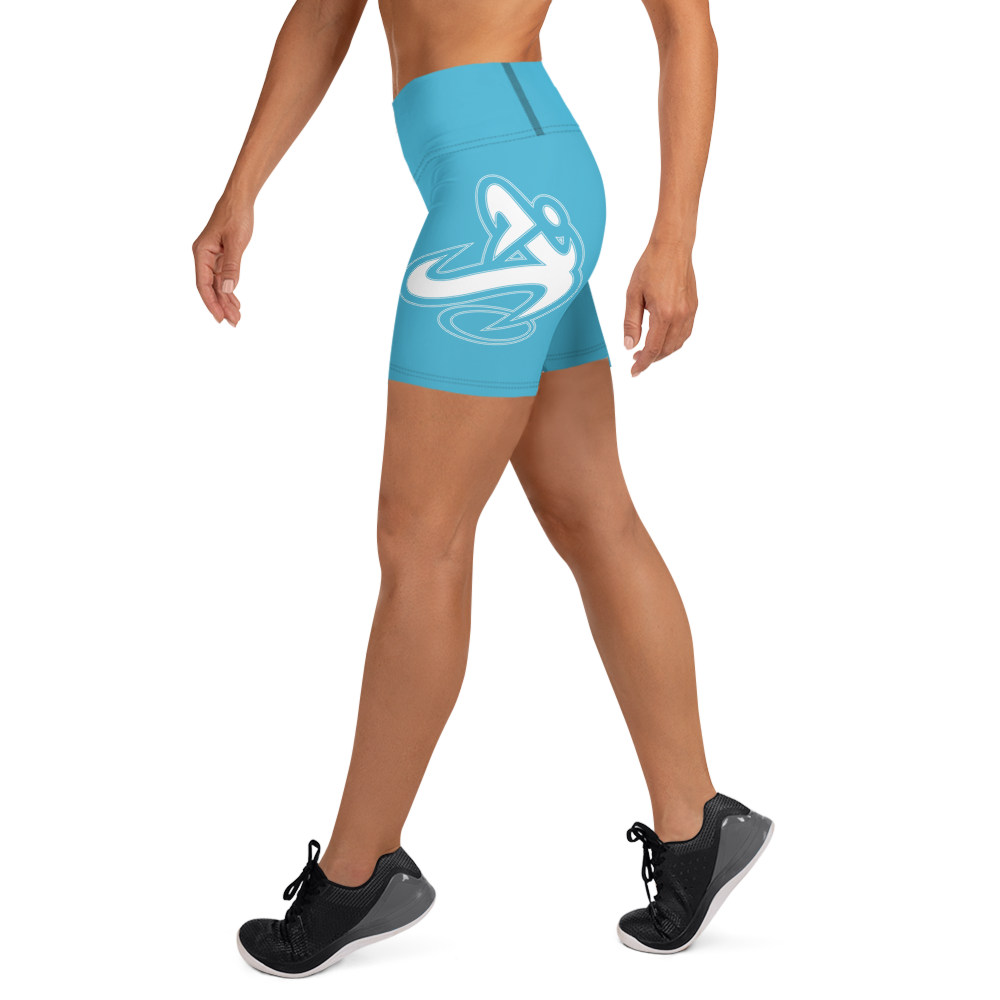 Athletic Apparatus Blue 7 White logo Yoga Shorts - Athletic Apparatus