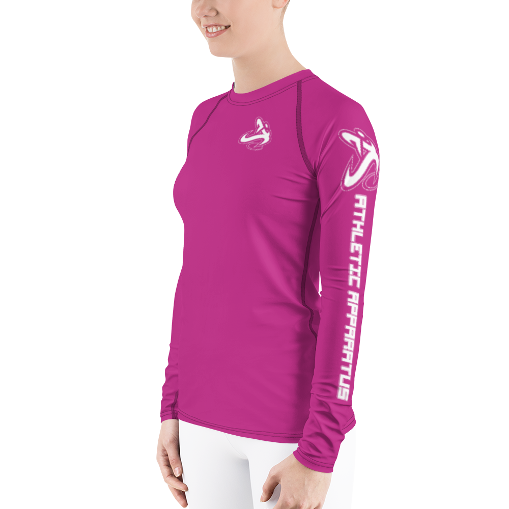 Athletic Apparatus Pink White logo Women's Rash Guard - Athletic Apparatus