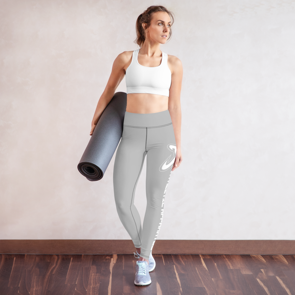 Athletic Apparatus Grey 2 White Logo Yoga Leggings - Athletic Apparatus