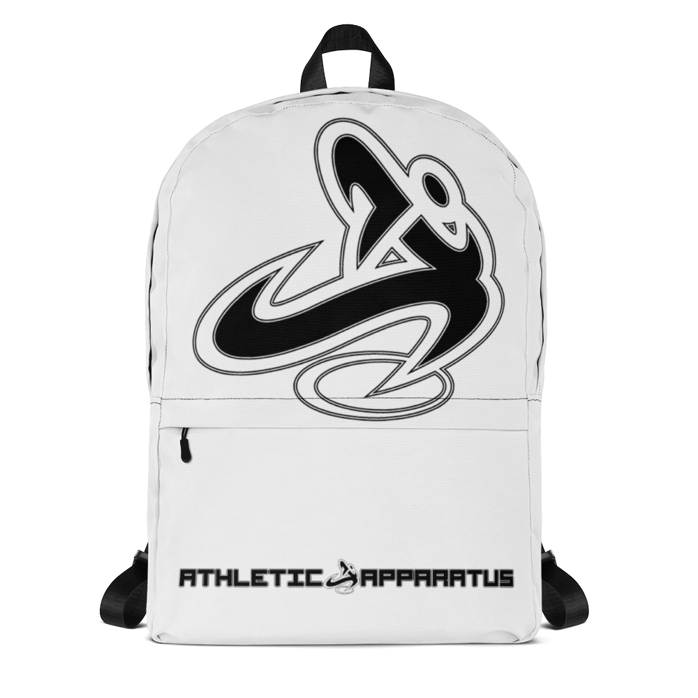 Athletic Apparatus White Black logo Backpack - Athletic Apparatus