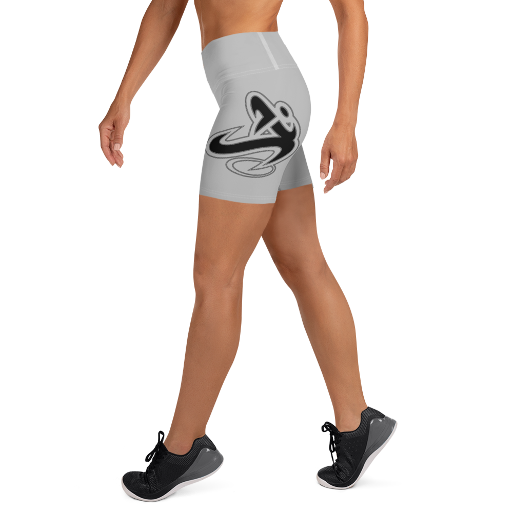 Athletic Apparatus Grey 2 Black logo White stitch Yoga Shorts - Athletic Apparatus