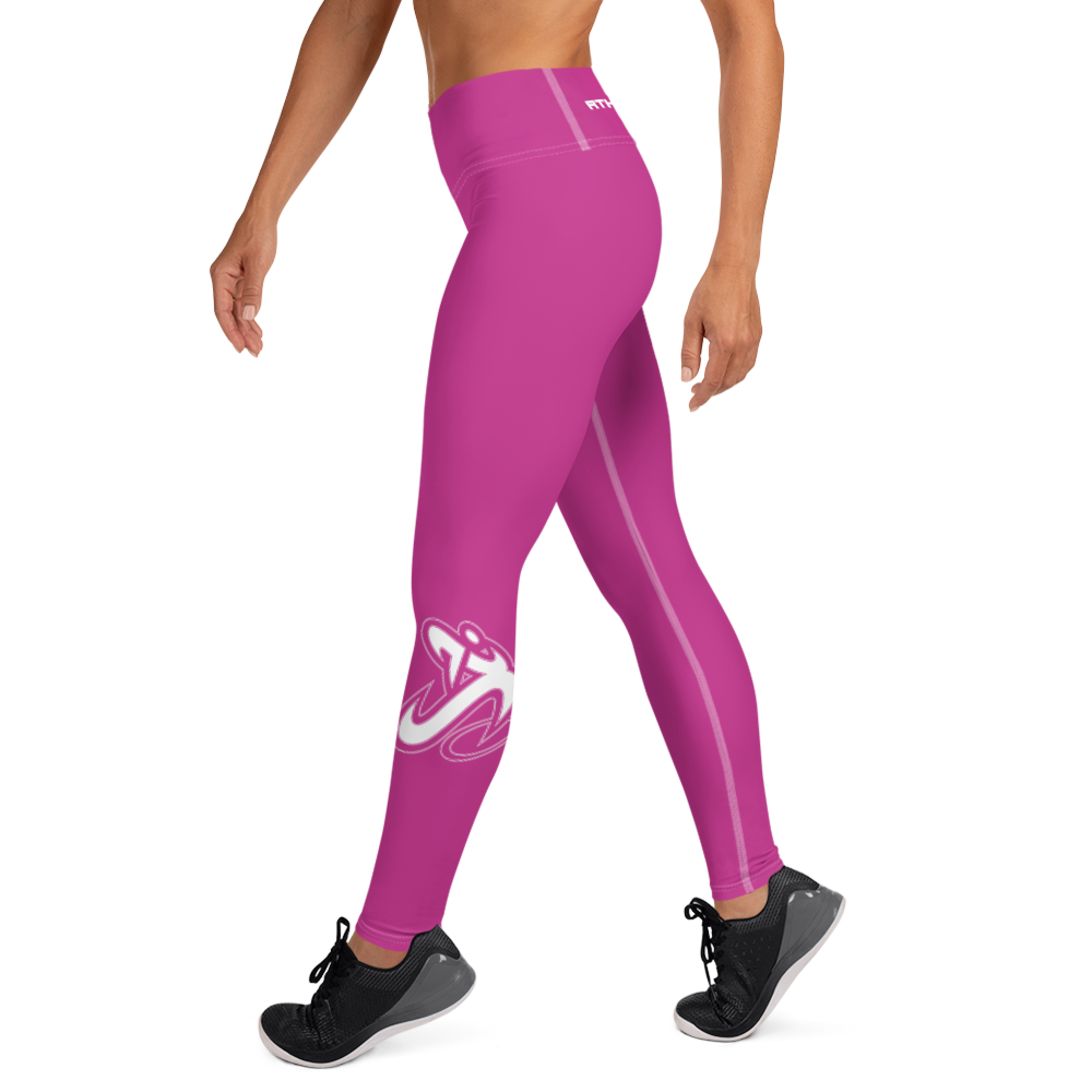 Athletic Apparatus Pink White logo White stitch V3 Yoga Leggings - Athletic Apparatus