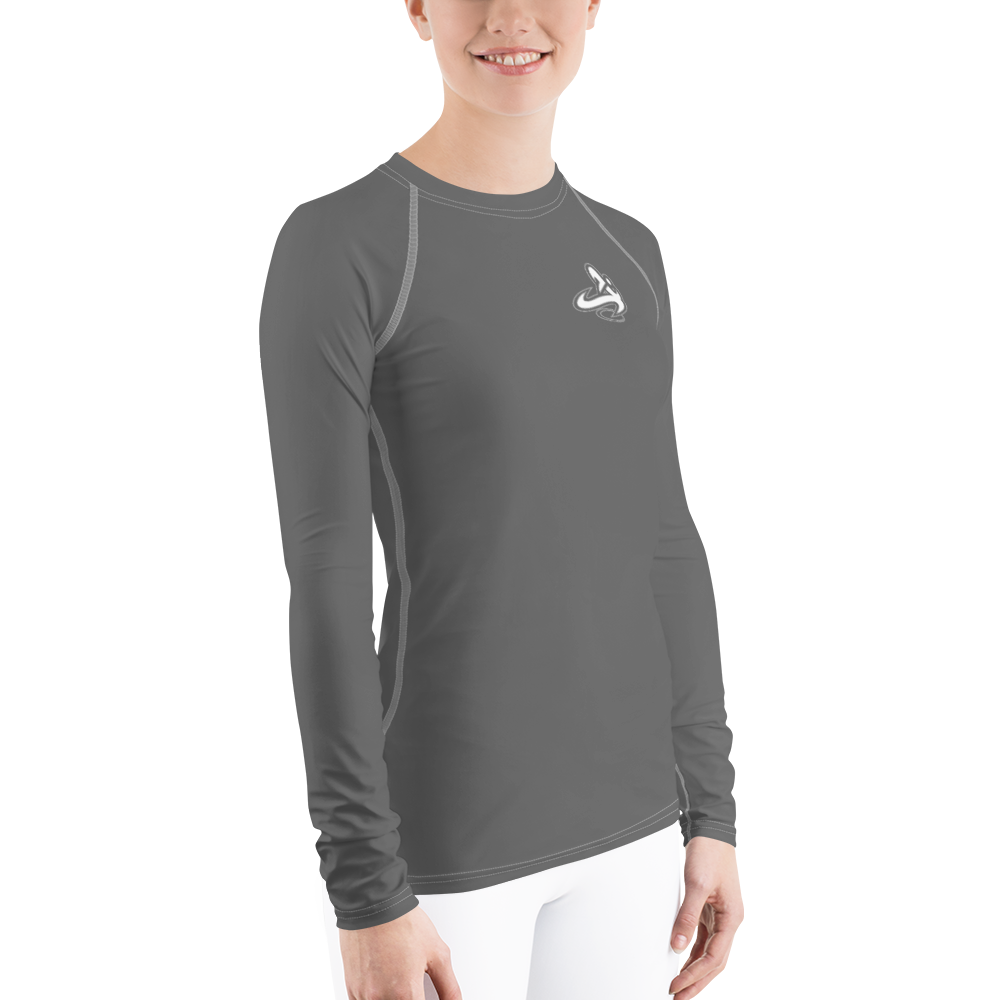 
                      
                        Athletic Apparatus Grey White logo White stitch Women's Rash Guard - Athletic Apparatus
                      
                    