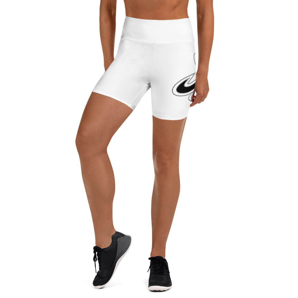 Athletic Apparatus White Black logo White stitch Yoga Shorts - Athletic Apparatus