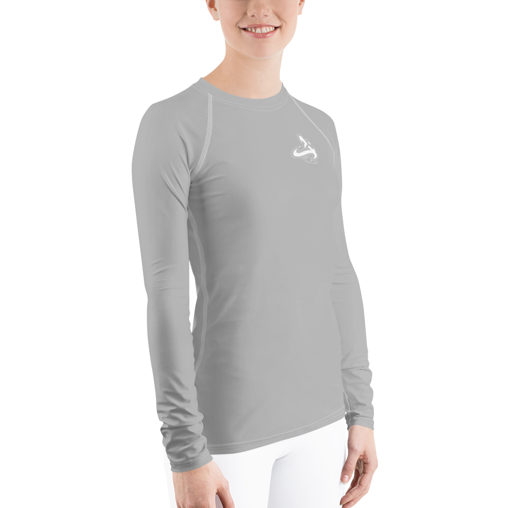 
                      
                        Athletic Apparatus Grey 2 White logo White stitch Women's Rash Guard - Athletic Apparatus
                      
                    