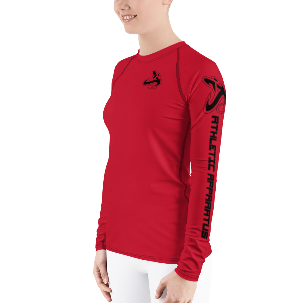 Athletic Apparatus Red Black logo Women's Rash Guard - Athletic Apparatus