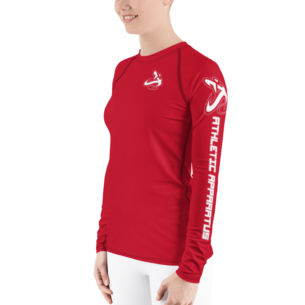 Athletic Apparatus Red White logo Women's Rash Guard - Athletic Apparatus