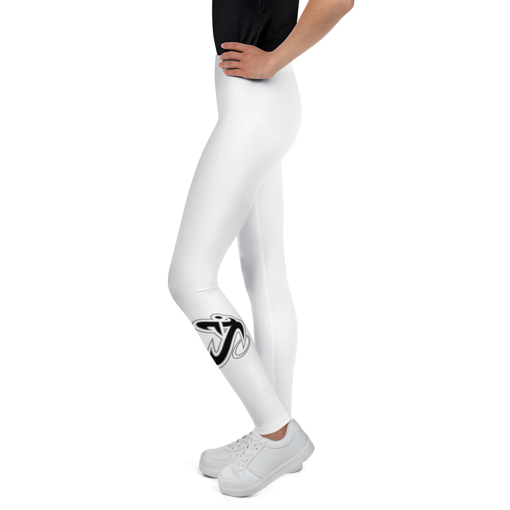 Athletic Apparatus White Black logo White stitch V3 Youth Leggings - Athletic Apparatus