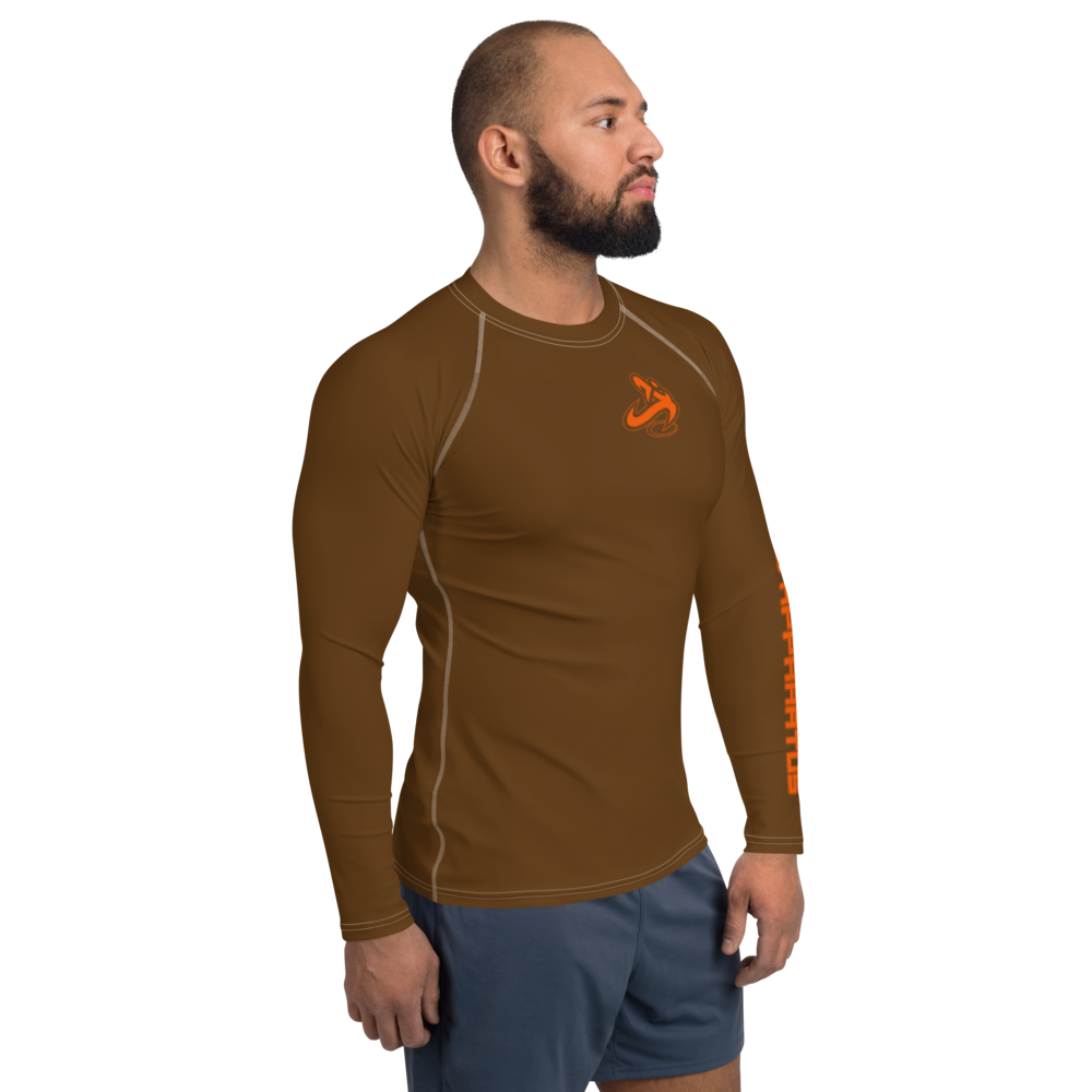 
                      
                        Athletic Apparatus Brown Orange 2 logo White stitch Men's Rash Guard - Athletic Apparatus
                      
                    