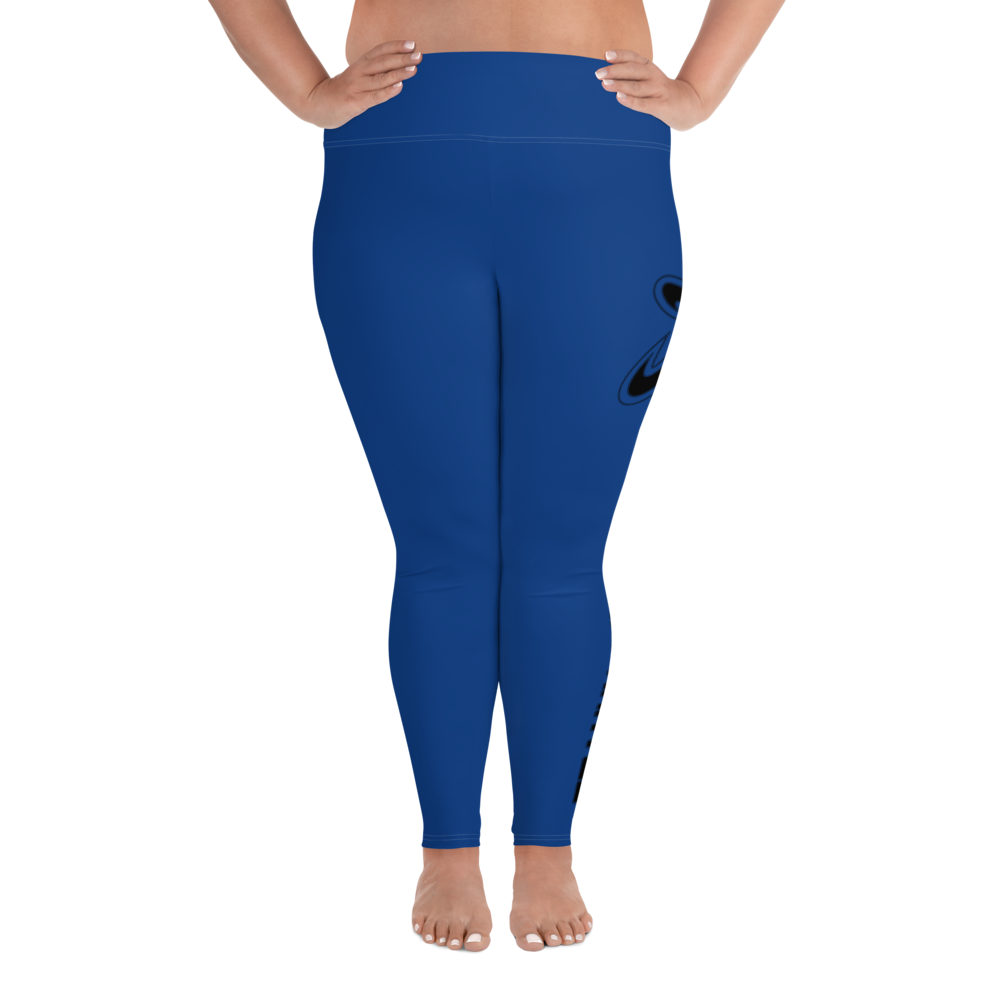 Athletic Apparatus Blue 2 Black logo White stitch Plus Size Leggings - Athletic Apparatus