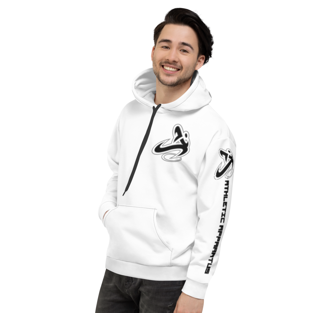 Athletic Apparatus White Black Logo Unisex Hoodie - Athletic Apparatus