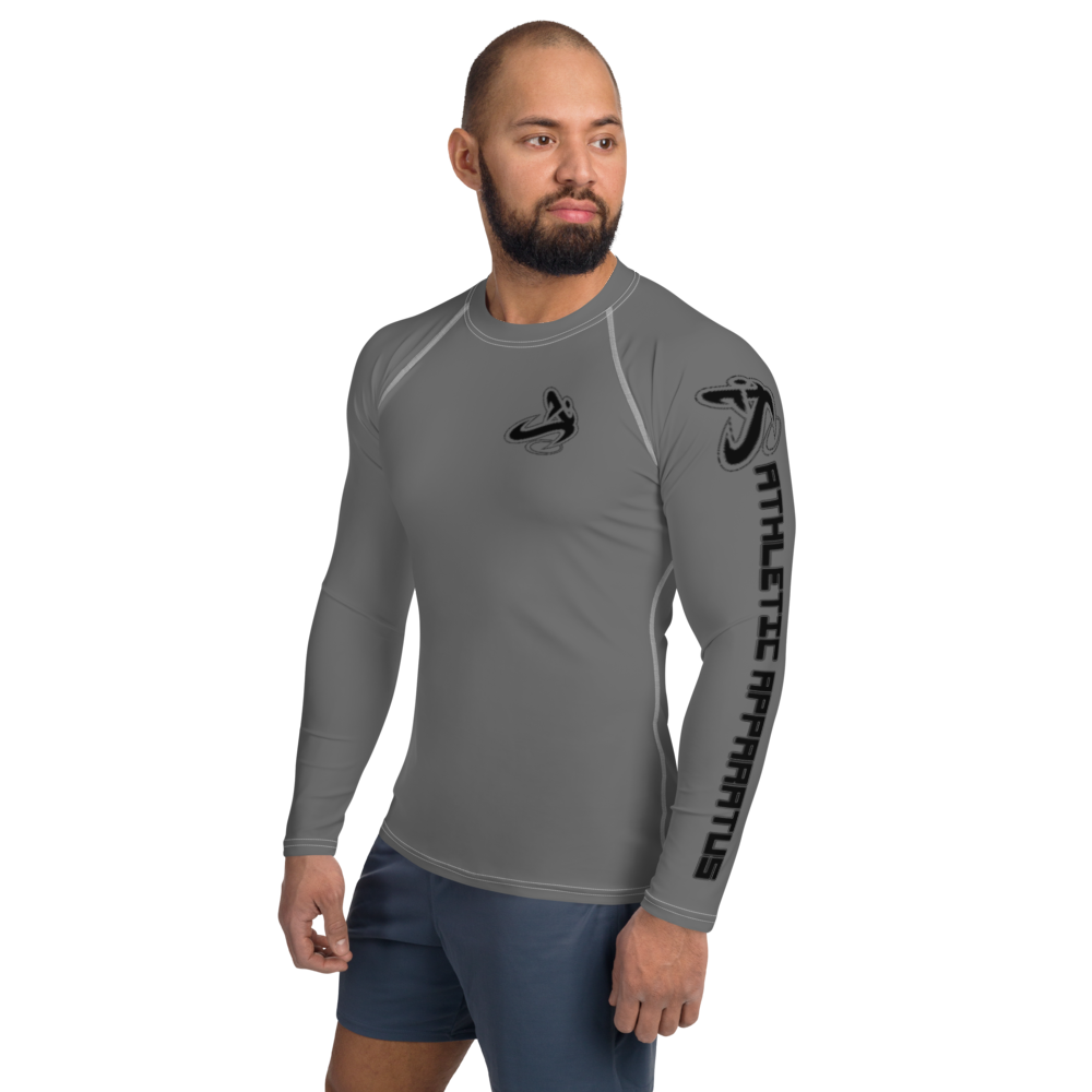 Athletic Apparatus Grey Black logo White stitch Men's Rash Guard - Athletic Apparatus