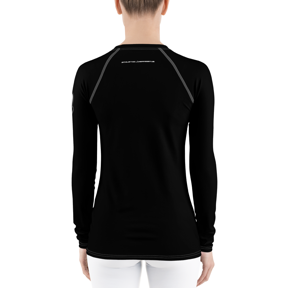 
                      
                        Athletic Apparatus Black White logo White stitch Women's Rash Guard - Athletic Apparatus
                      
                    