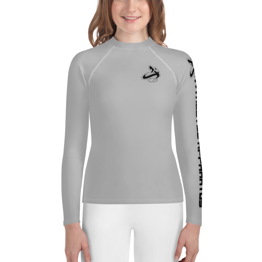 
                      
                        Athletic Apparatus Grey 2 Black logo White stitch Youth Rash Guard - Athletic Apparatus
                      
                    