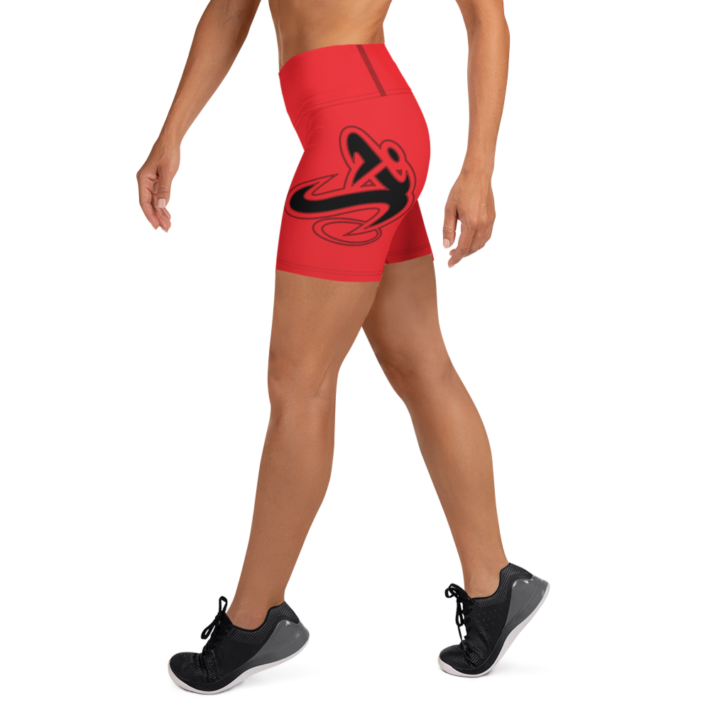 Athletic Apparatus Red 1 Black logo Yoga Shorts - Athletic Apparatus