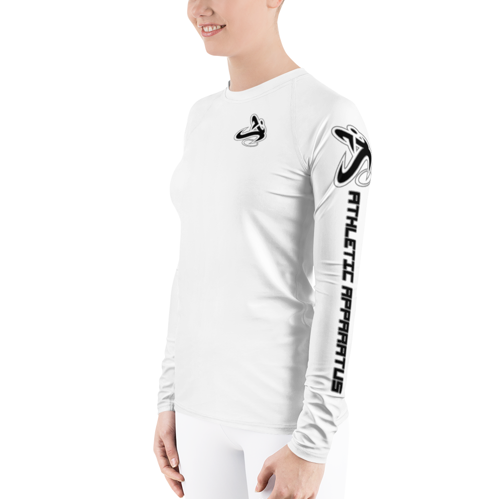 Athletic Apparatus White Black logo White stitch Women's Rash Guard - Athletic Apparatus
