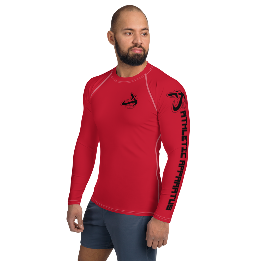 Athletic Apparatus Red Black Logo White stitch Men's Rash Guard - Athletic Apparatus