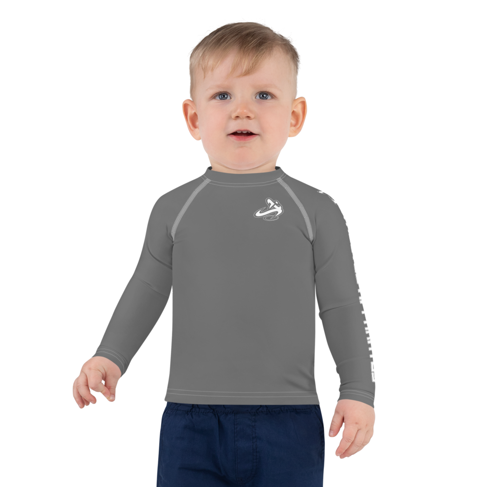 
                      
                        Athletic Apparatus Grey White logo White stitch Kids Rash Guard - Athletic Apparatus
                      
                    