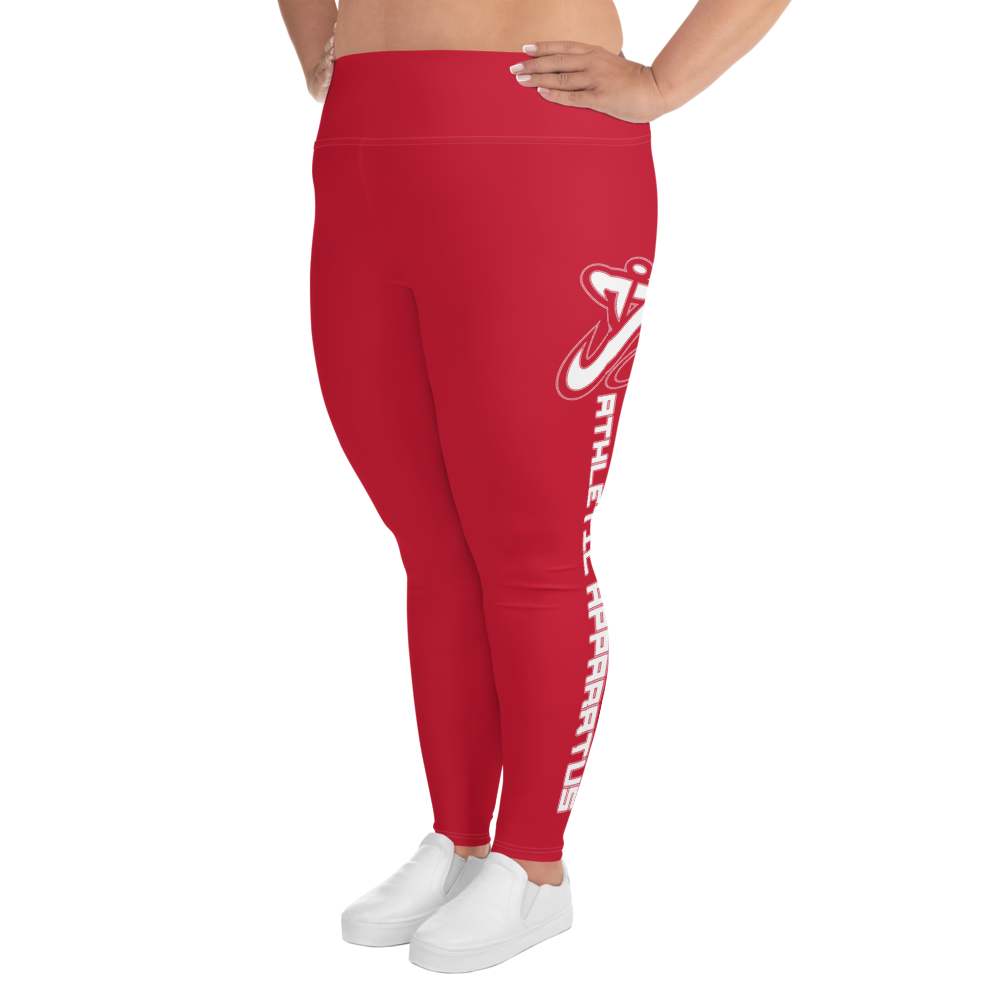 Athletic Apparatus Red White logo White stitch Plus Size Leggings - Athletic Apparatus