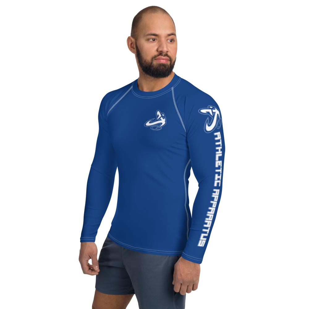 
                      
                        Athletic Apparatus Blue 2 White logo White stitch Men's Rash Guard - Athletic Apparatus
                      
                    