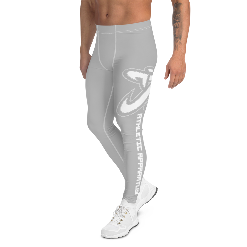 Athletic Apparatus Grey 2 White logo White stitch V2 Men's Leggings - Athletic Apparatus