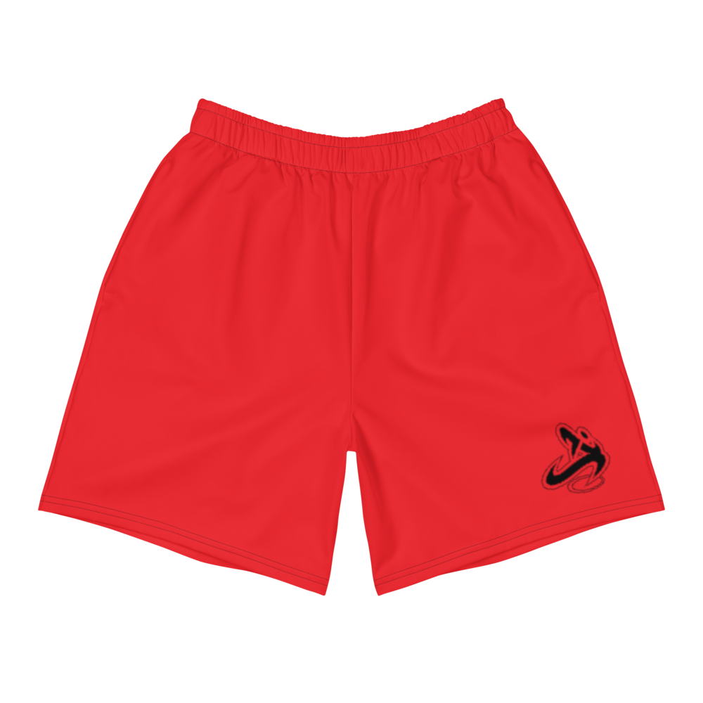 Athletic Apparatus Red 1 Black Logo Men's Athletic Long Shorts - Athletic Apparatus