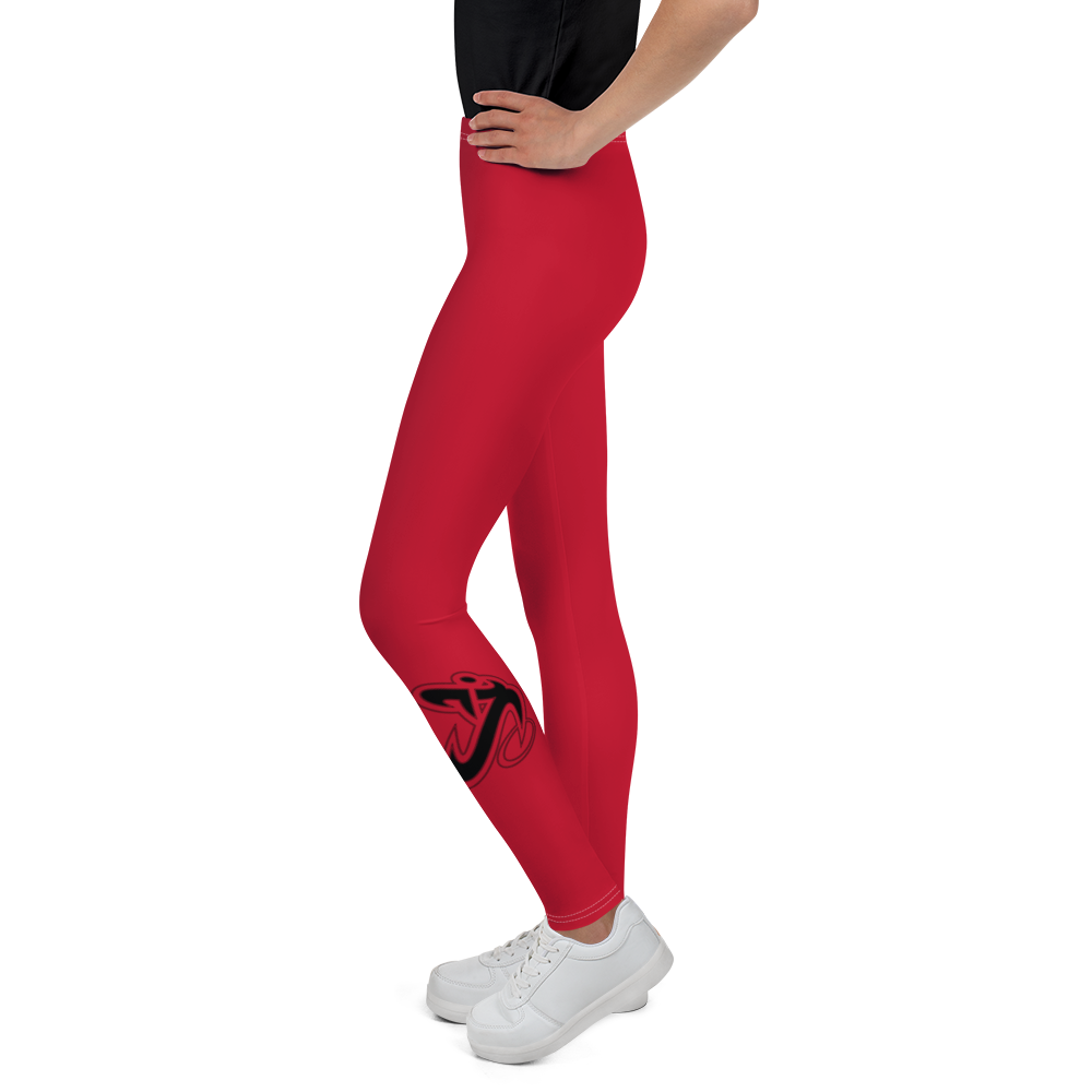 Athletic Apparatus Red Black logo White stitch V3 Youth Leggings - Athletic Apparatus