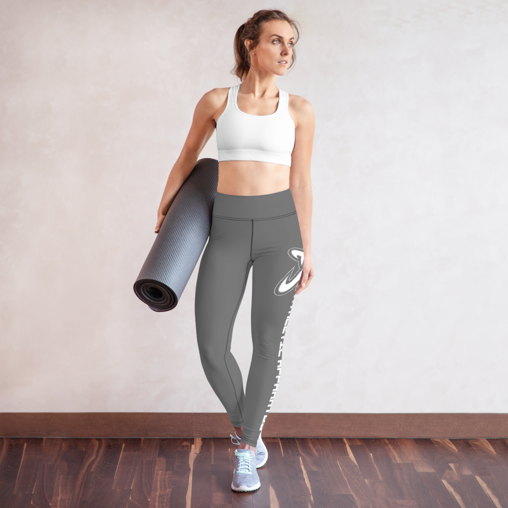 Athletic Apparatus Grey White logo Yoga Leggings - Athletic Apparatus