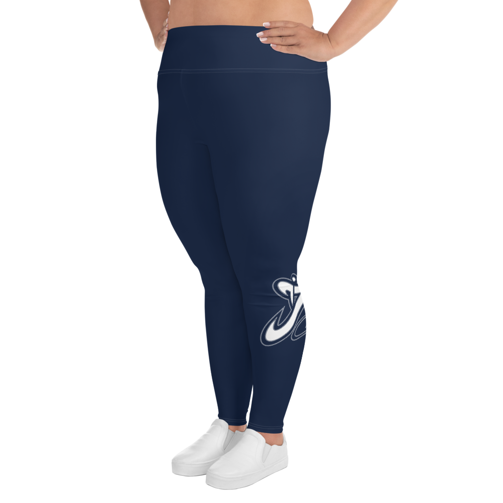 Athletic Apparatus Navy Blue White logo White stitch V3 Plus Size Leggings - Athletic Apparatus