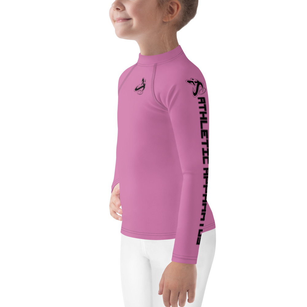 Athletic Apparatus  Pink 1 Black logo Kids Rash Guard - Athletic Apparatus