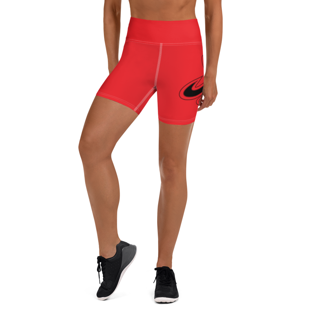 Athletic Apparatus Red 1 Black logo White stitch Yoga Shorts - Athletic Apparatus