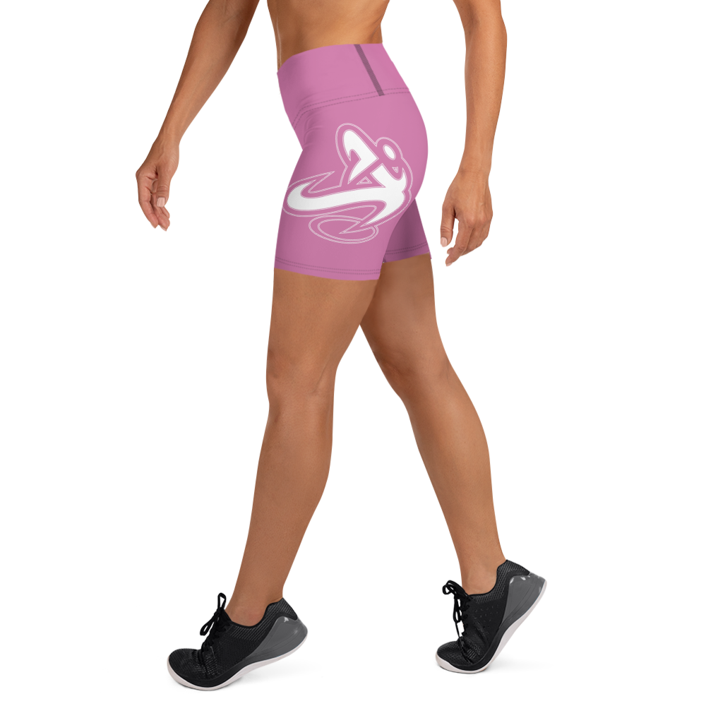 Athletic Apparatus Pink 1 White logo Yoga Shorts - Athletic Apparatus