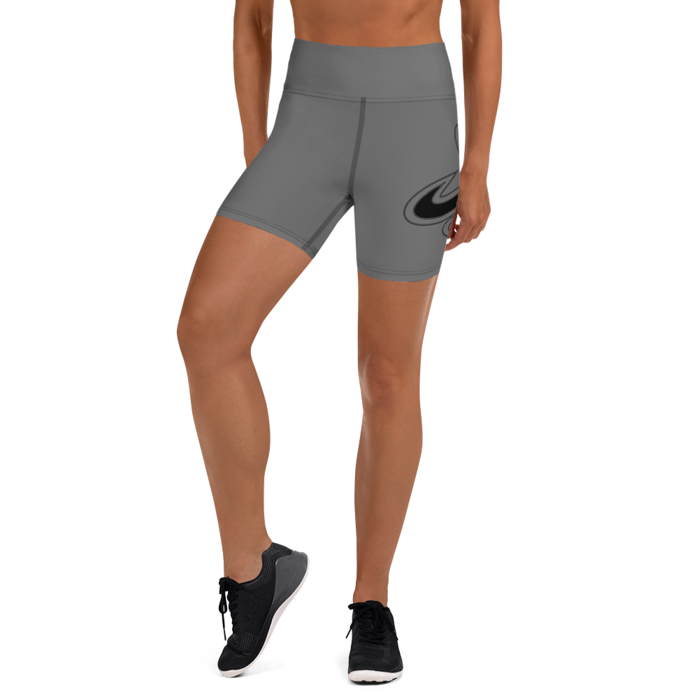 Athletic Apparatus Grey Black logo Yoga Shorts - Athletic Apparatus