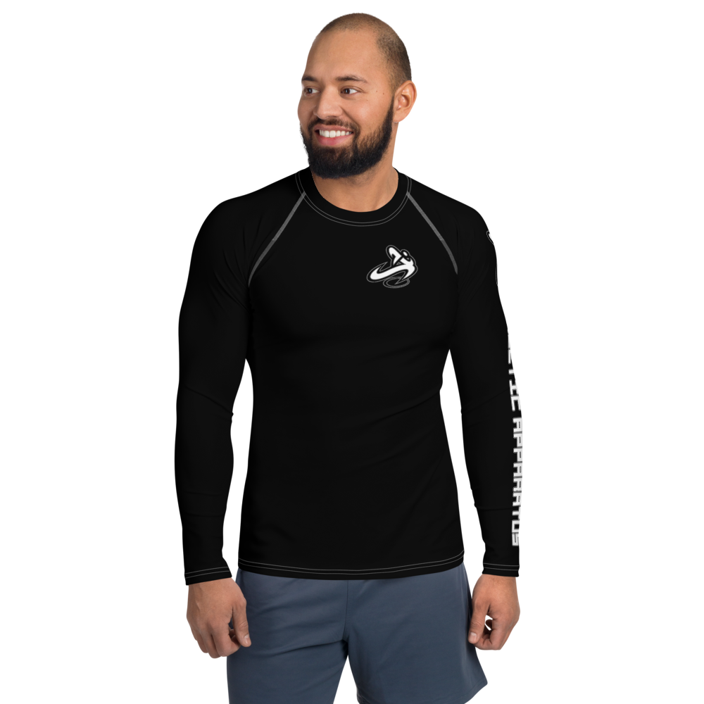 
                      
                        Athletic Apparatus Black White logo White stitch Men's Rash Guard - Athletic Apparatus
                      
                    