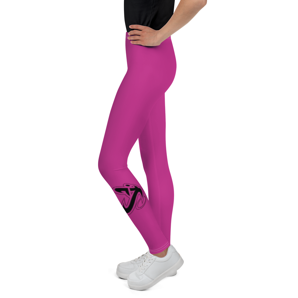 Athletic Apparatus Pink Black logo White stitch V3 Youth Leggings - Athletic Apparatus