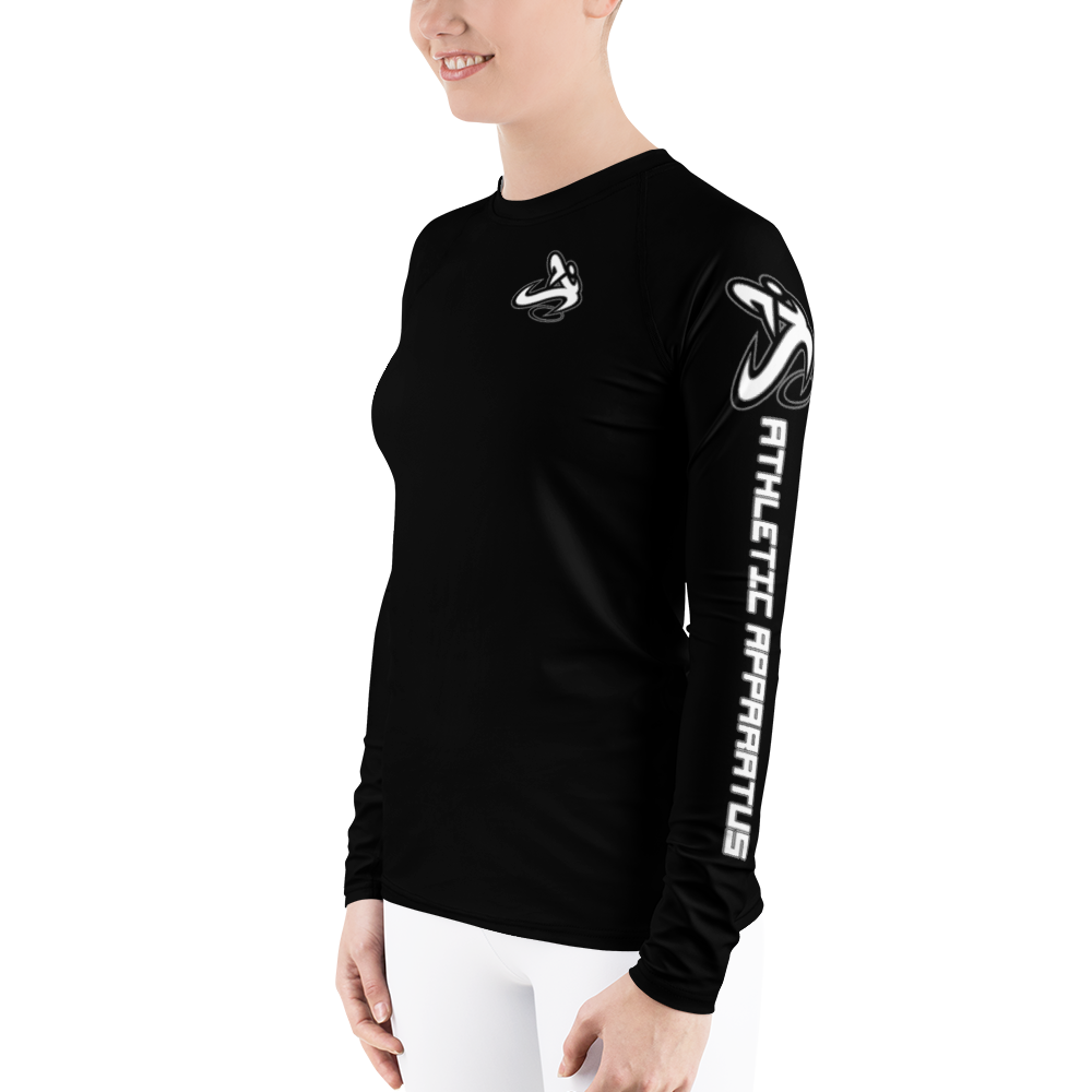 Athletic Apparatus Black White logo Women's Rash Guard - Athletic Apparatus