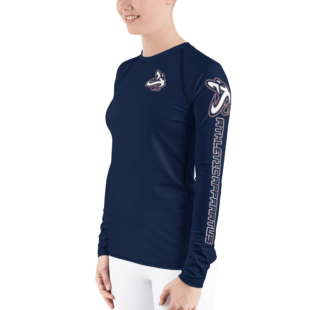 Athletic Apparatus Navy Blue rwb logo Women's Rash Guard - Athletic Apparatus