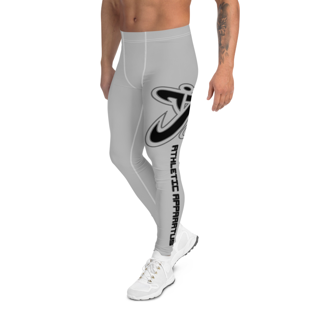 Athletic Apparatus Grey 2 Black logo White stitch V2 Men's Leggings - Athletic Apparatus