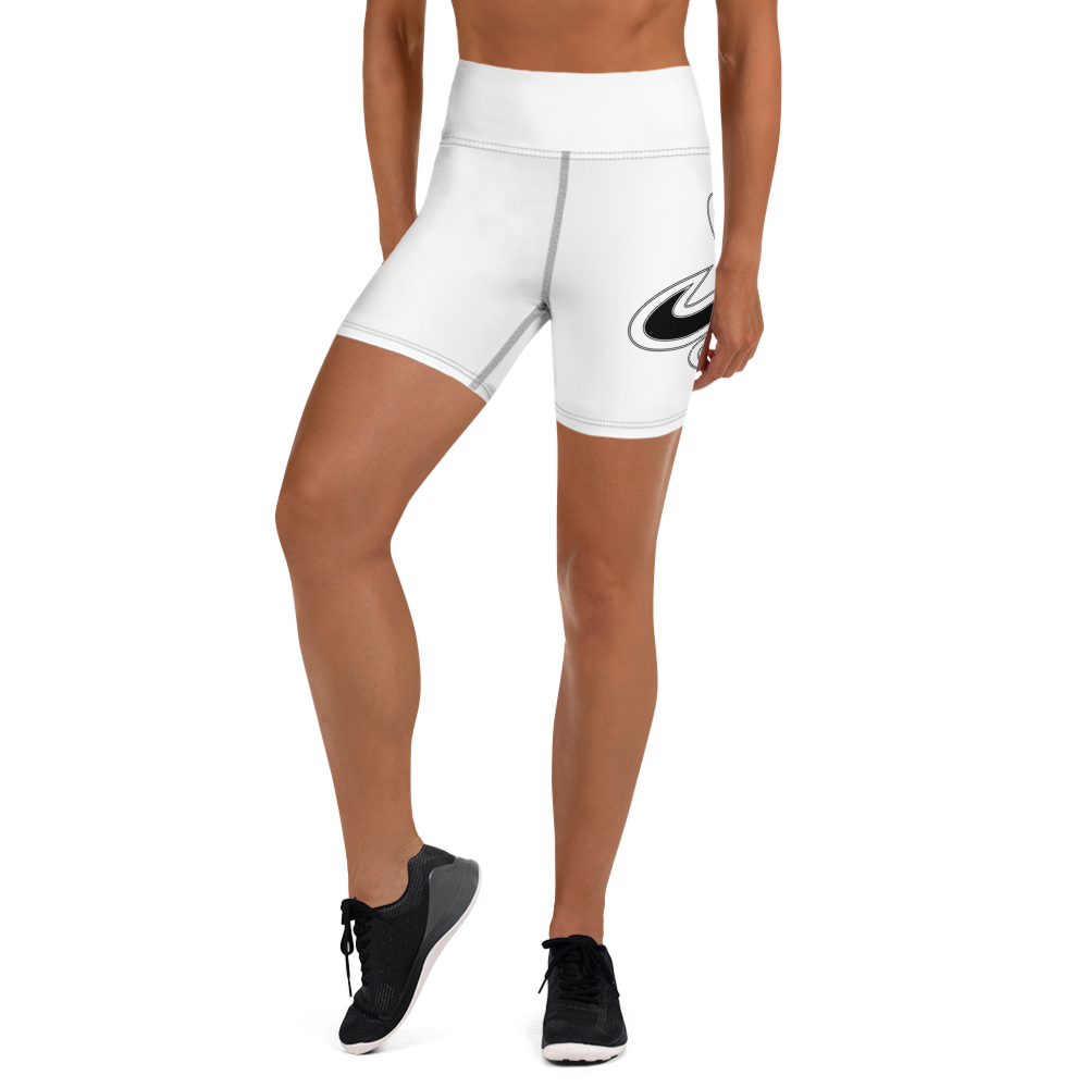 Athletic Apparatus White Black logo Yoga Shorts - Athletic Apparatus