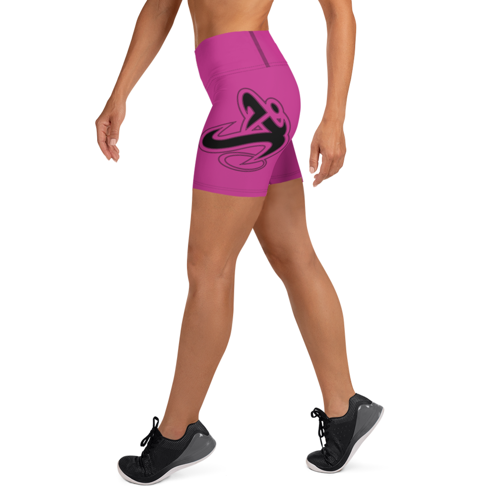 Athletic Apparatus Pink Black logo Yoga Shorts - Athletic Apparatus